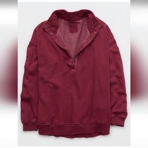 Aerie OH SNAP Sweatshirt Red Medium Deep Cherry NWT